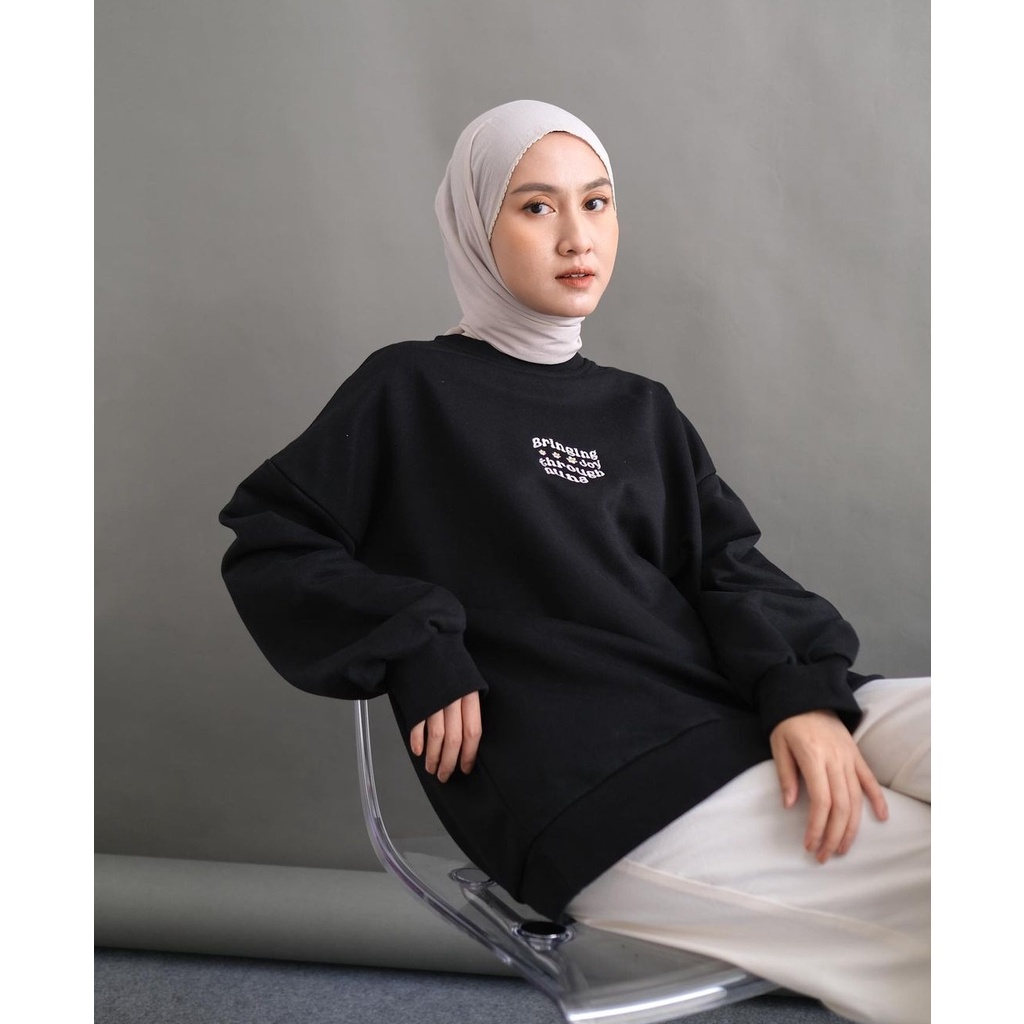 BRINGING JOY SWEATER WANITA BORDIR - CREWNECK TEBAL HALUS PREMIUM