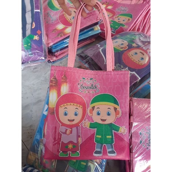 Tas Anak / Tote Bag Anak Lucu Sekolah Ngaji Souvenir Kado Ultah