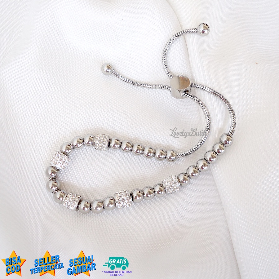Lovelybutik Gelang Serut Titanium Anti Karat dan Luntur R4ni Gelang Rantai Wanita Remaja Kekinian Model Serut Terbaru Bonus Kotak Perhiasan