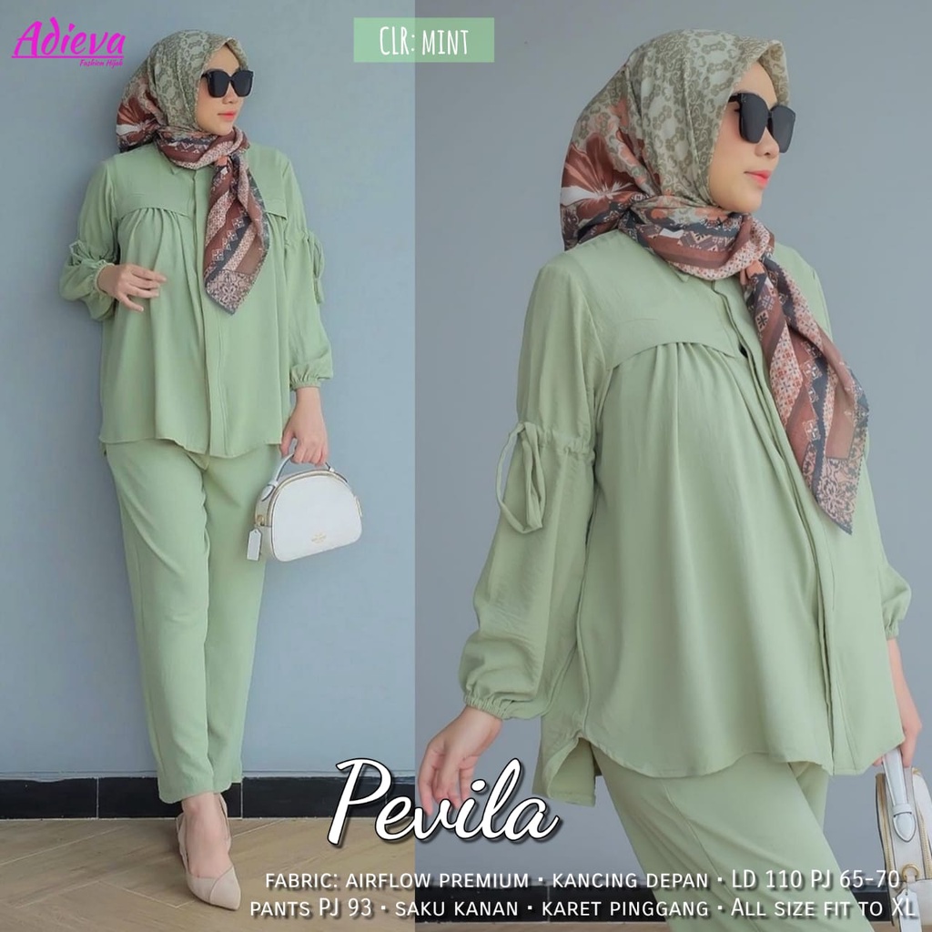 Pevila One Set Mint Blouse All Size Airflow Premium by Adieva / 296