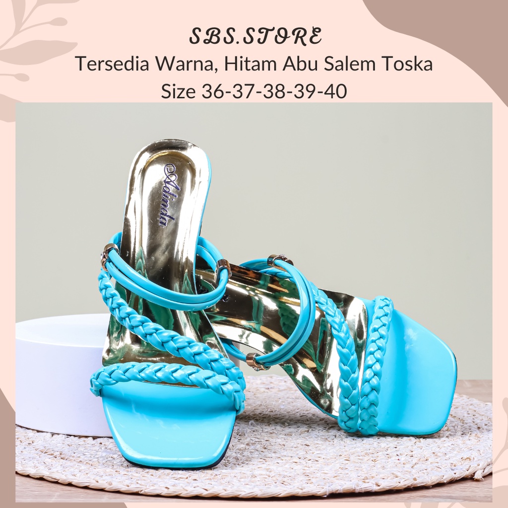 Sandal Kepang Wanita Heels 5cm/SendaL Pesta Kekinian High Heels Wedges Selop Hak Tahu Pesta Wanita Terbaru