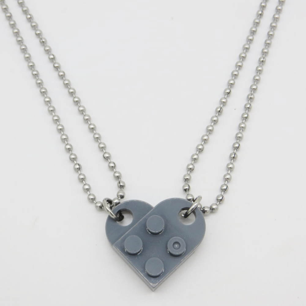 Cod READY STOCK Korean DIY Handmade Lovers Couple Detachable Heart Shaped Building Block Pendants Necklace Gifts