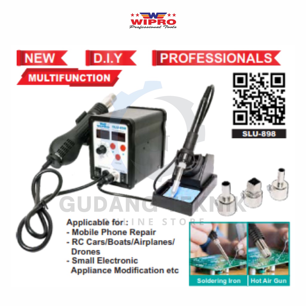 Solder Uap Blower DIGITAL 220V WIPRO SLU-898 / Alat Patri Listrik 700W WIPRO SLU898 - Soldering Iron Hot Air Gun WIPRO SLU 898