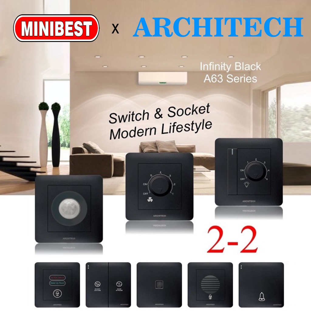 [MB] Saklar Lampu Rumah Architech Infinity Black A63 2.2 Series New