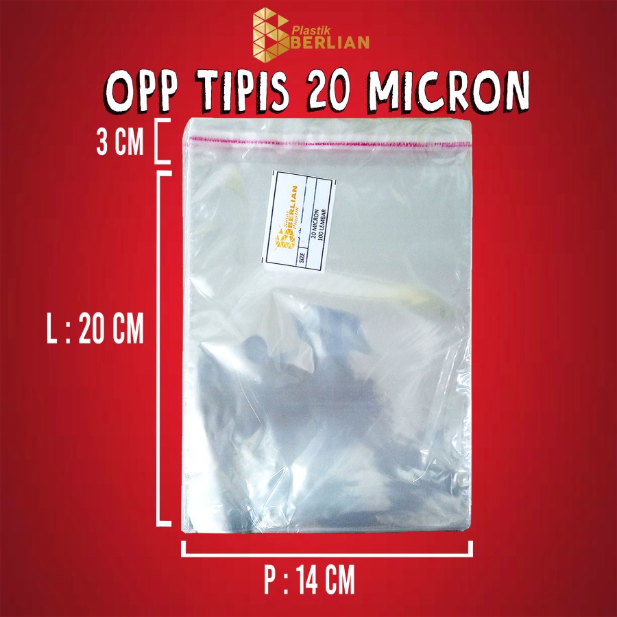 

14 x 20 cm Plastik OPP TIPIS (100 lbr) (lem/seal)