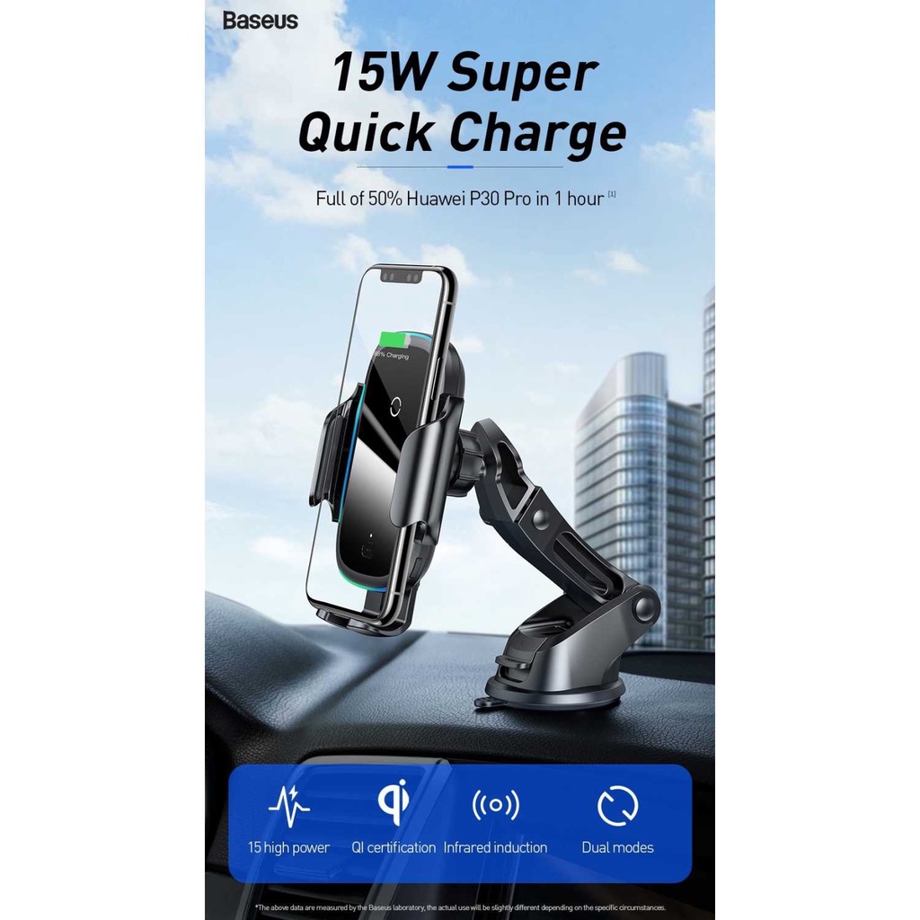 BASEUS Light Electric Holder Car Wireless Charger 15W WXHW03