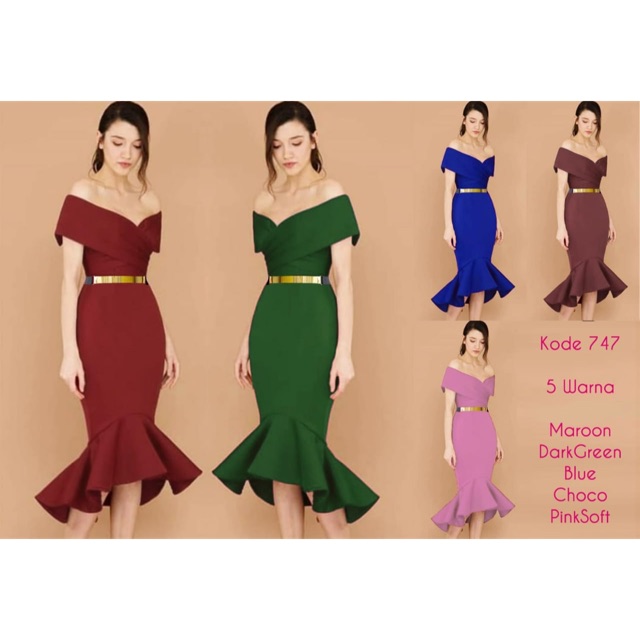 Vanesha Margaretta - Ready 747L dress pesta sabrina duyung bahan scuba