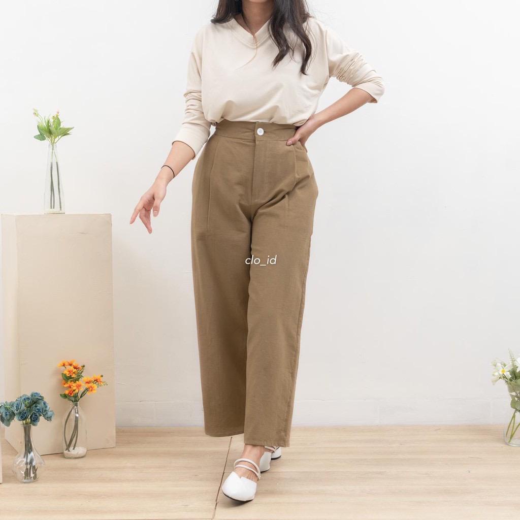 dayen Highwaist Kulot wanita linen premium murah-2