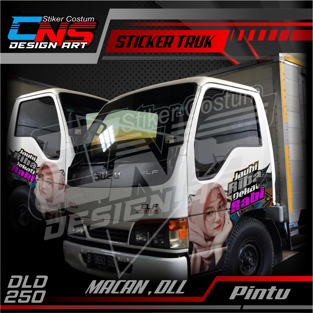 Stiker Pintu Depan ISUZU NKR ELF MACAN Kanan Kiri Custom Foto Cewek Cantik Hijab Vector Seksi Bisa R