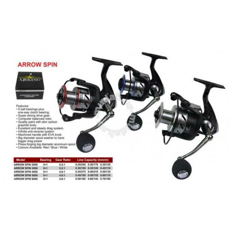 REEL PANCING AJIKING ARROW SPIN  5000 | 5 + 1 BALL BEARING |Ko