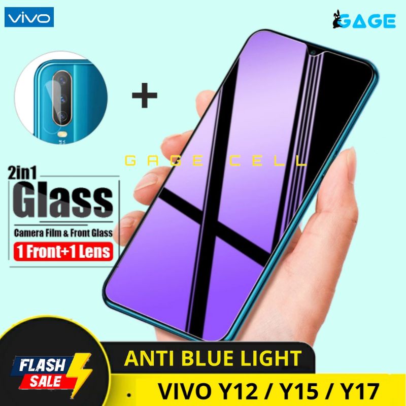 2in1 TEMPERED GLASS ANTI BLUE LIGHT FULL LAYAR VIVO Y12 Y15 Y17 TG ANTI GORES SCREEN PROTECTOR