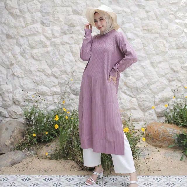 Slit Tunik Rajut Premium / Karenina Slit Tunik / Tunik Rajut Wanita