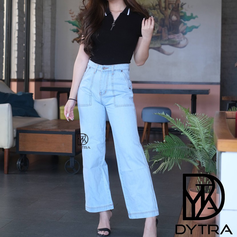 DISYAK Celana Kulot Jeans HW Kantong Tempel Non  Stretch  88 