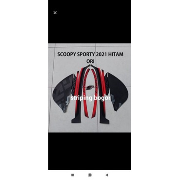 striping stiker honda scoopy sporty 2020 hitam, merah