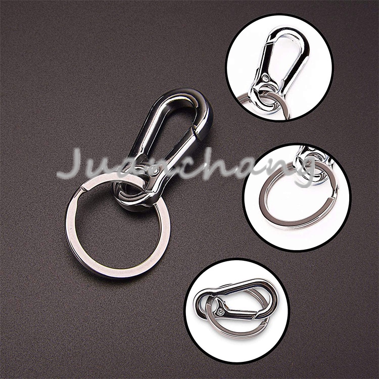 Gantungan Kunci Mobil / Motor Kreatif Bahan Metal Alloy Multifungsi High Quality Popular Stainless Steel Car Anti-loss Key Ring / Carabiner Stainless Steel / Key Chain Silver