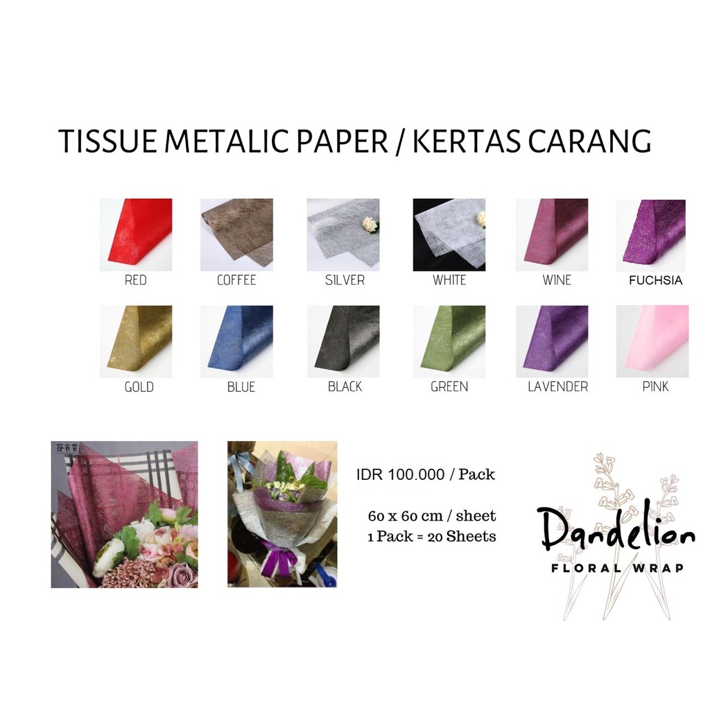 FLOWER WRAPPING TISSUE METALIC PAPER KERTAS  TISSUE SERAT  