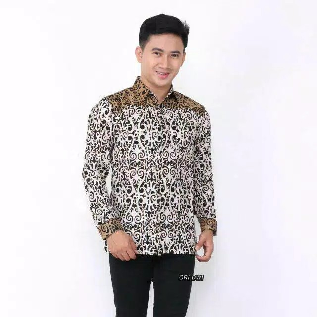 Manggar Batik Jumbo Hrb118 A Hitam Coklat Kemeja Batik Pria Pendek Premium Besar Xxxl 3l 4l 5l