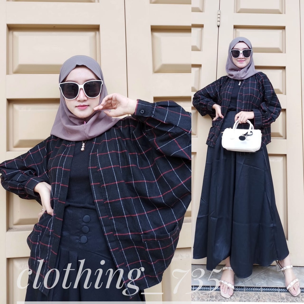 Outer Balon Flanel viral Outer Balon Grid | Flanel Oversized Outer