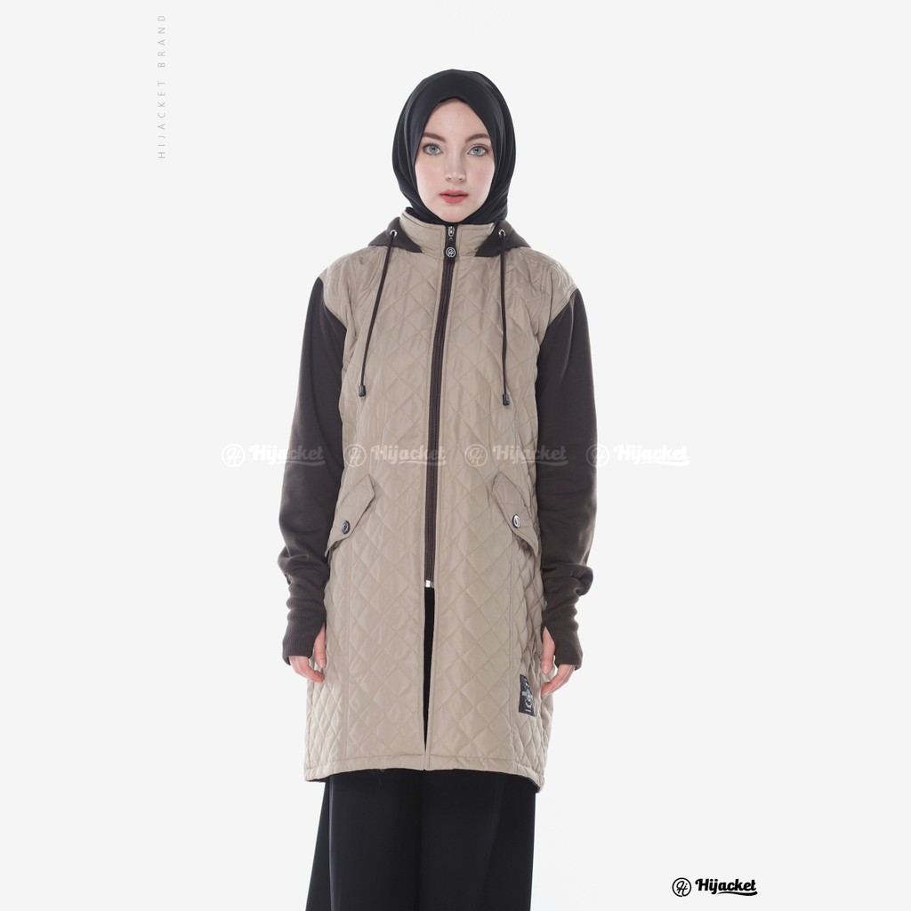 Jaket Wanita Muslimah Jacket Hijab Panjang Hoodie Hijabers Hangat Tebal Murah Hijacket Graciella COD-CREAM