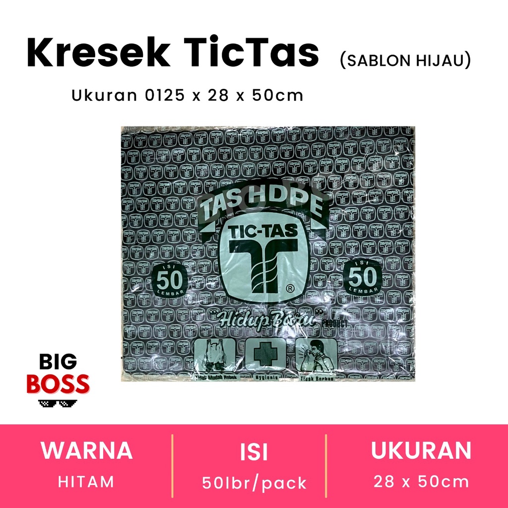 [ISI 50 LBR] Kantong Kresek TicTas Tanggung Besar 28 Putih Hitam