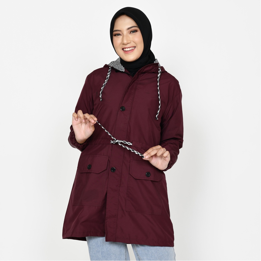 Jaket Hoodie Cewek Parka Wanita-Marun