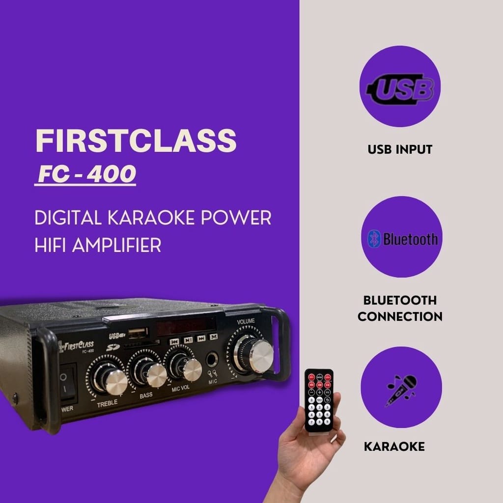 AMPLI DIGITAL KARAOKE FIRSTCLASS FC-400 BT | Amplifier FC 400 Digital Karaoke Power HIFI AMPLIFIER