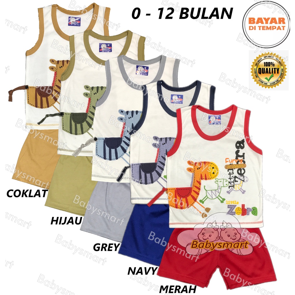 Babysmart - Setelan Kaos Oblong Bayi / Anak KUTUNG PUTIH Motif ZEBRA MAKAYLA umur 3 - 18 bulan