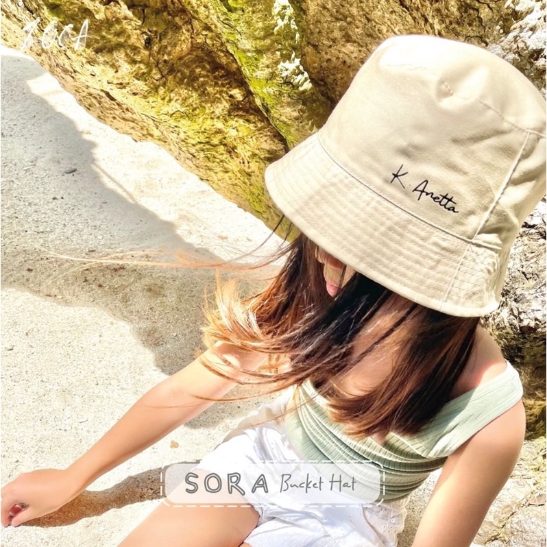 TOPI BUCKET HAT KOREAN SORA (FREE CUSTOM NAMA)