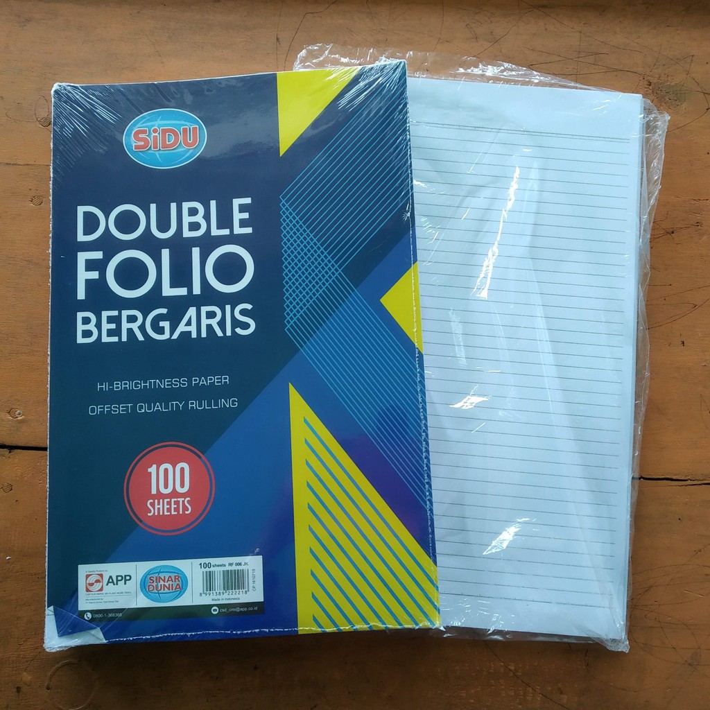 

Kertas Folio Double Folio Bergaris SiDU 70GSM 100 Sheets - Alat Tulis Sekolah, Alat Tulis Kantor