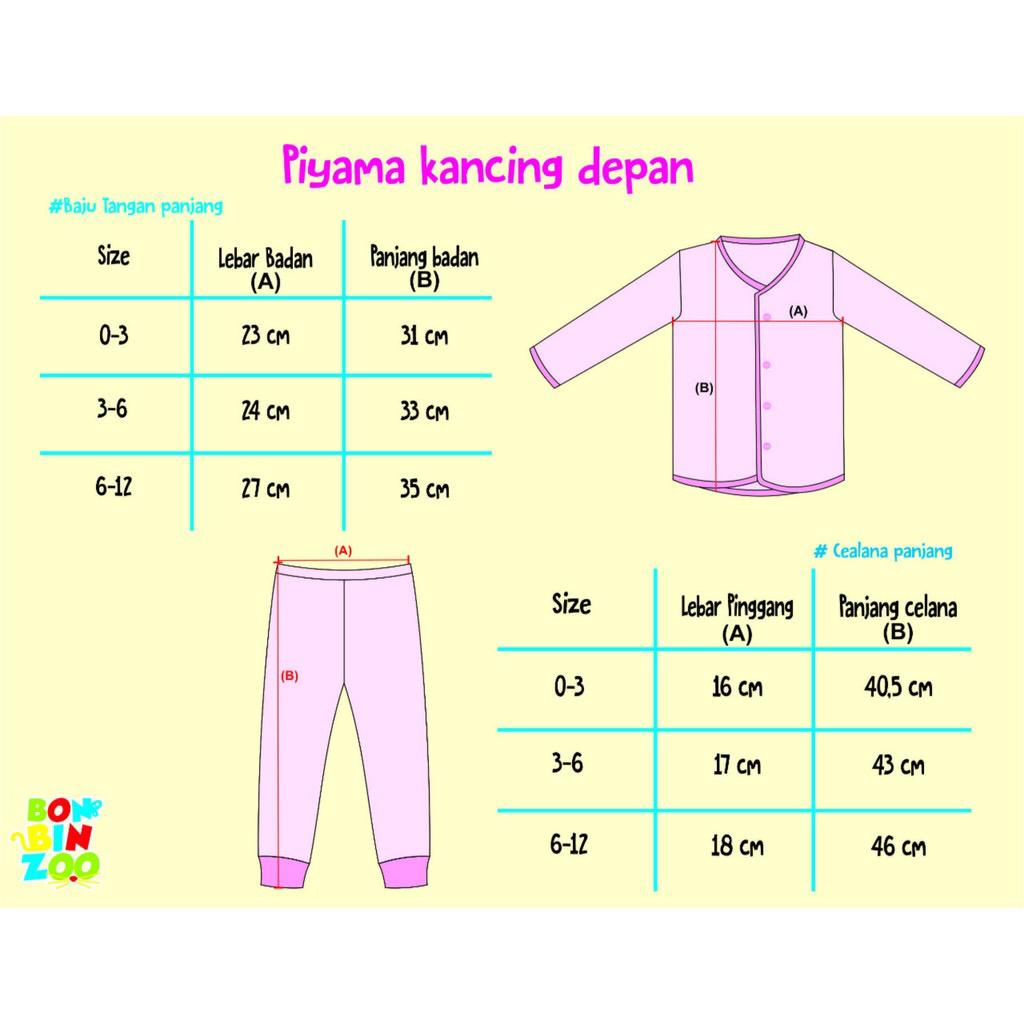 BONBINZOO PIYAMA MOTIF GRANIT SETELAN PIYAMA LENGAN PANJANG BAJU BAYI BONBINZOO 0-12 BULAN