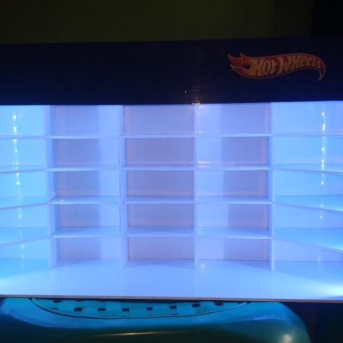 Jual Rak Hotwheels Display Akrilik Lampu LED RGB Dan Remote Wireless
