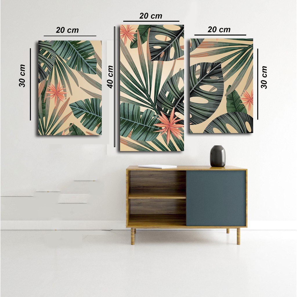 HIASAN DINDING SET TROPICAL KAMAR DEKORASI RUMAH WALL DECOR SATU SET TROPICAL LEAF