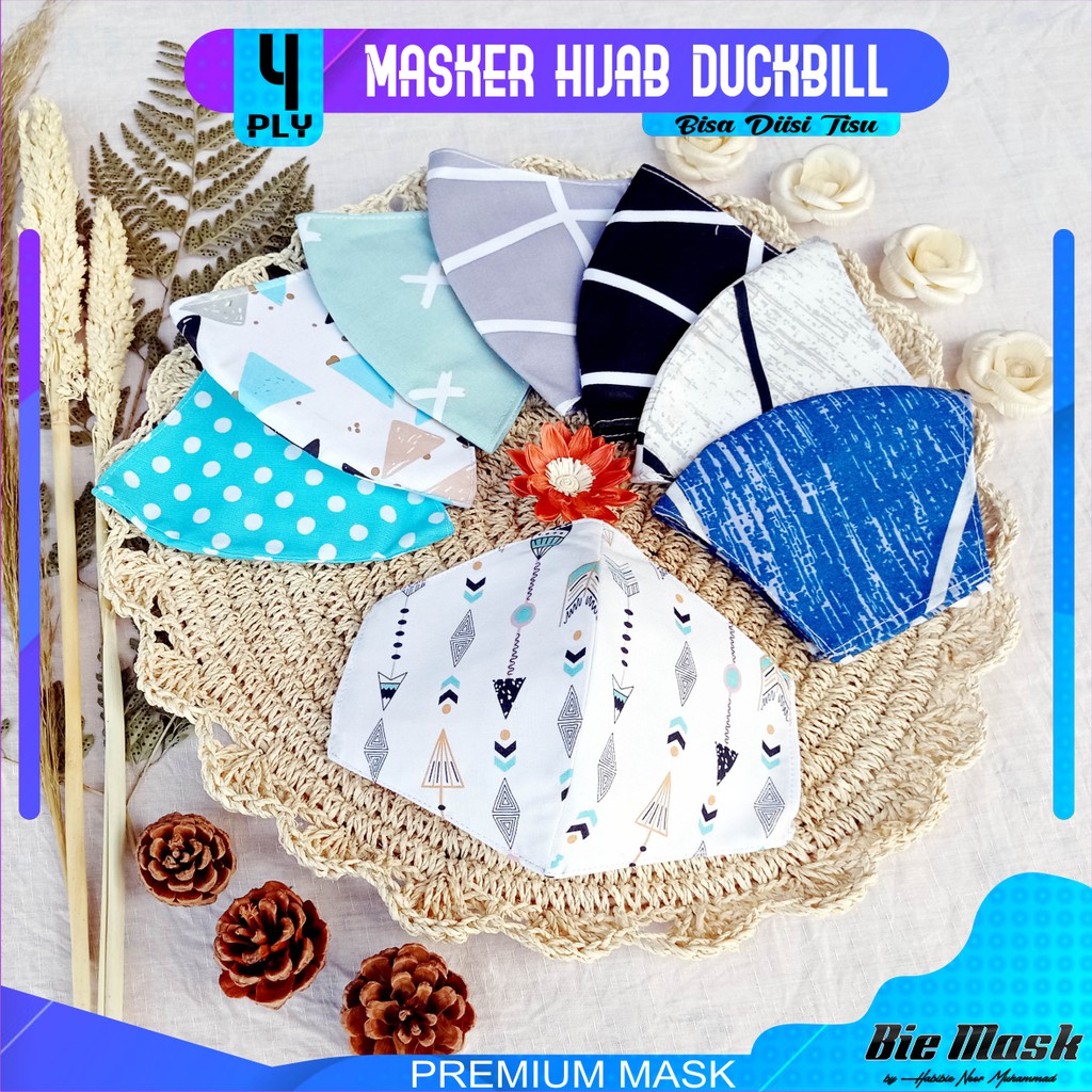 MASKER HIJAB 4 PLY DUCKBILL KOREAN STYLE / BISA DIISI TISU