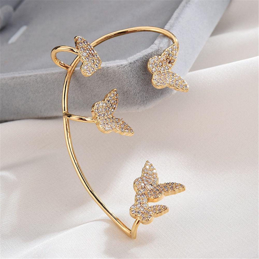 Lily Butterfly Ear Cuff Wanita Fashion Tanpa Tindik Zirkon Tindik Palsu