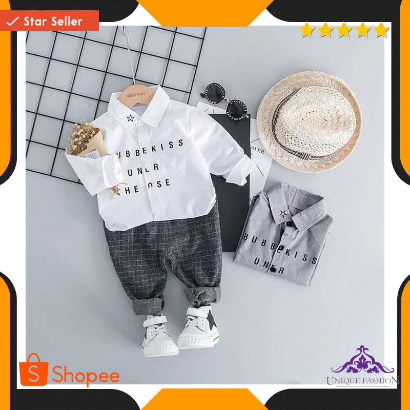 Kemeja Bubbekiss Kid White Ot Kemeja Anak Cowok Katun Stretch Putih