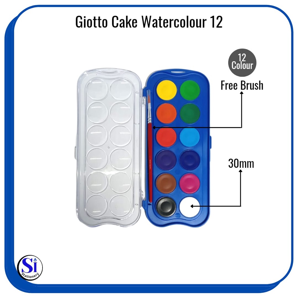 

Watercolor Cake Giotto 30mm Acquerelli 12 Warna Round Block