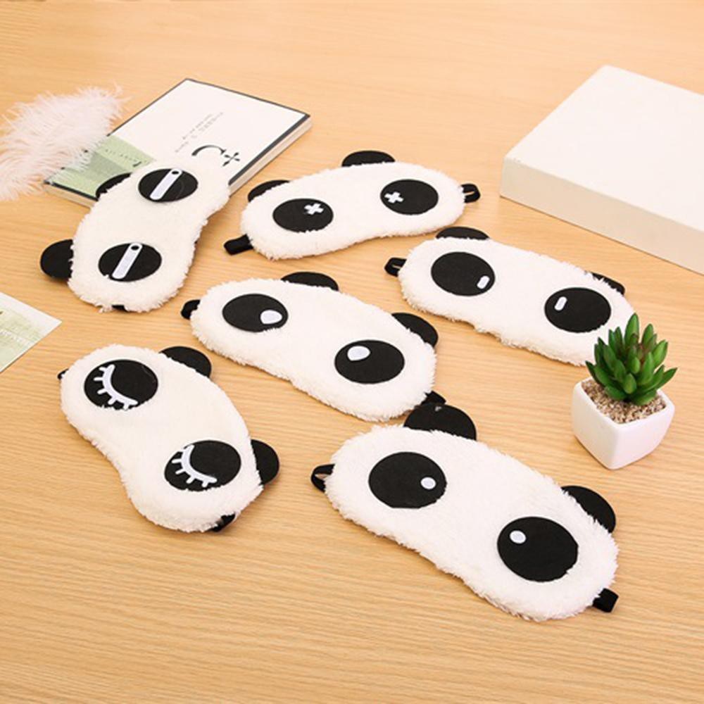 Penutup mata tidur  karakter panda lucu eye cover cute sleeping mask polos bulu lembut