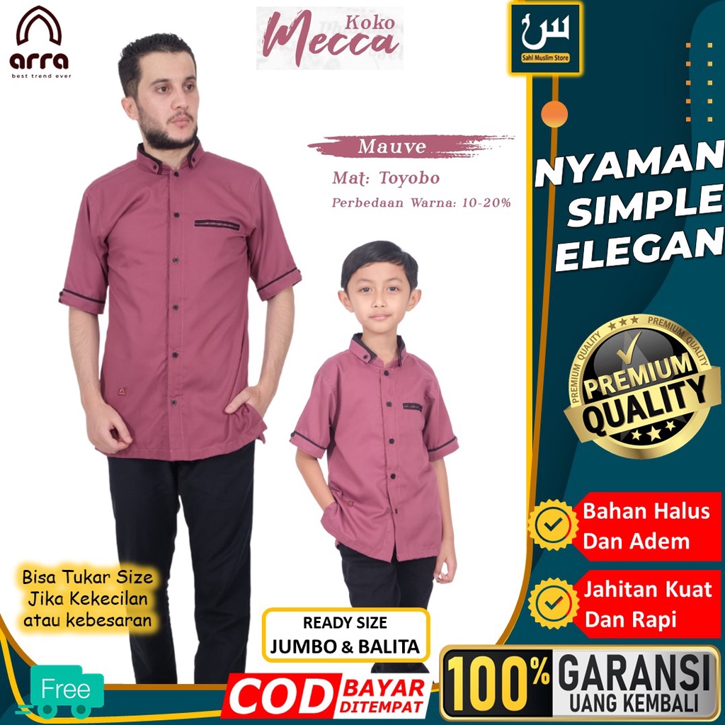 Baju Lebaran Kameja Kemko Kemeja Koko Kokoh Couple Muslim Casual Pria Ayah Dan Anak Remaja Laki Laki