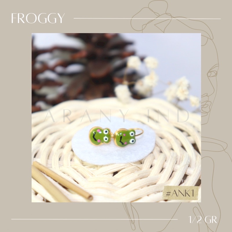 FROGGY || Anting Emas Anak Kodok || Anting Emas Muda 1/2 gram