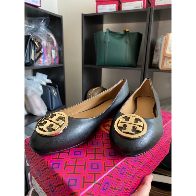 New Tory Burch Benton Ballet Flat Nappa Leather Sepatu Wanita Authentic Ori Store Ready Stock