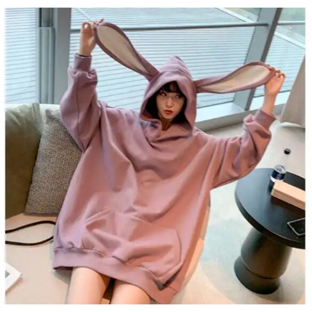 SWEATER OVERSIZE HOODIE RABBIT SWEATER HOODIE OVERSIZE WANITA XXL