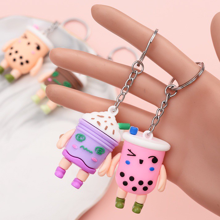 GANTUNGAN KUNCI 3D LUCU KEYCHAIN BOBA FAST FOOD GANCI CACTUS KARAKTER ANIMAL (VH)