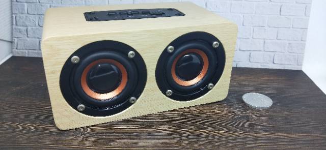 Speaker 10Watt bluetooth kayu mdf jernih bass bulat Double Speaker w8 jnp w5 stereo portable Subwofer Mini