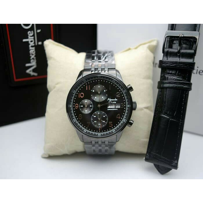 Jam tangan pria alexandre christie AC 6492MC FULL HITAM