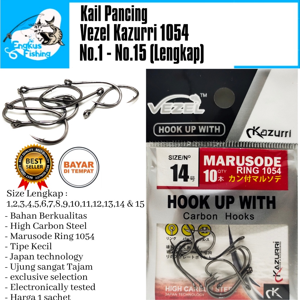 Kail Pancing Vezel Kazurri Marusode Ring 1054 Kecil (No.1-15 Lengkap) Murah - Engkus Fishing