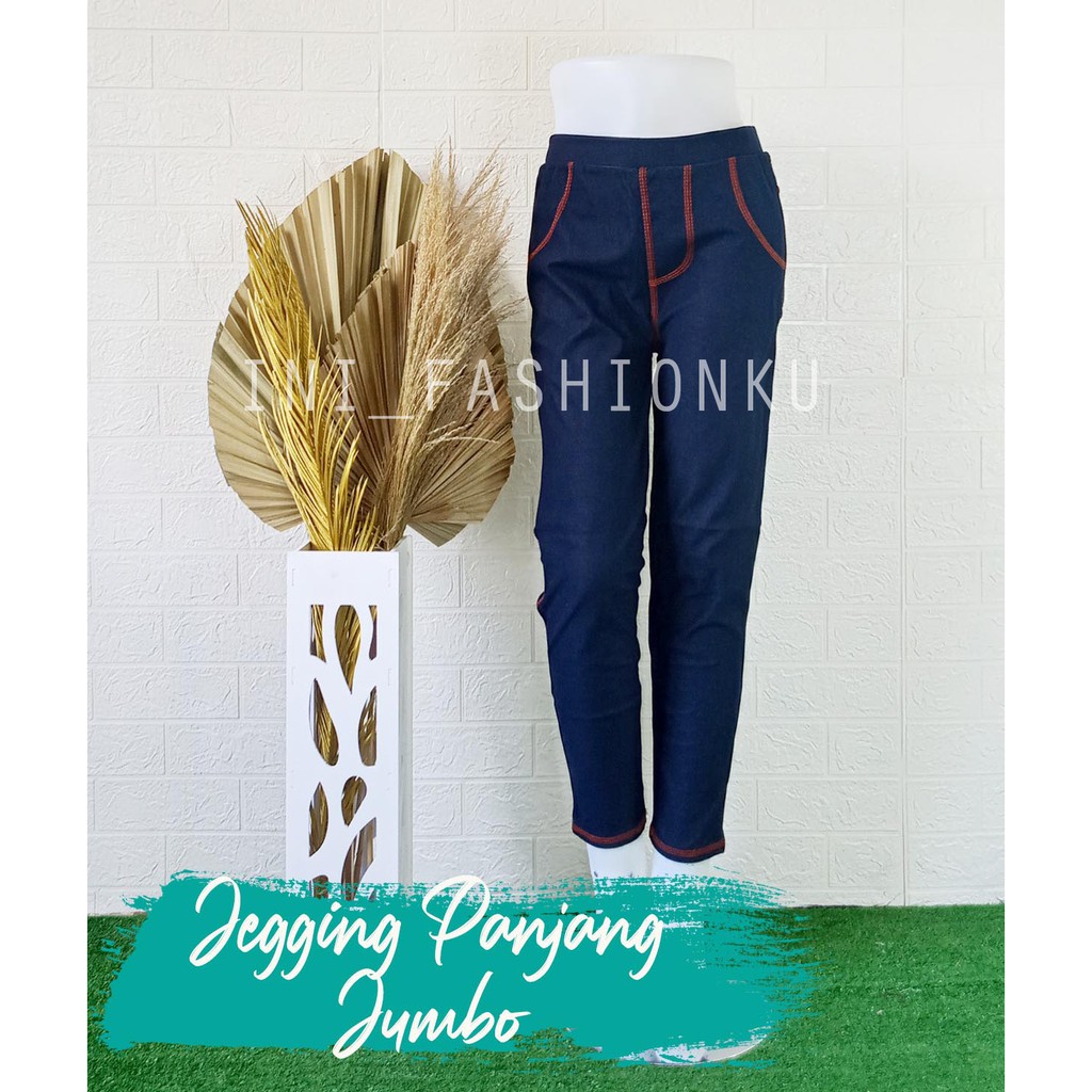 PROMO JEGGING JEANS PANJANG PINGGANG KARET UKRUAN JUMBO CELANA MURAH BISA COD