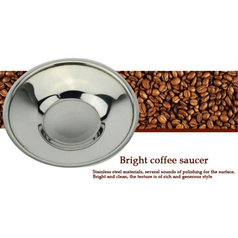 Gelas Cangkir Kopi Set Premium Sendok Piring Stainless Steel 120ml