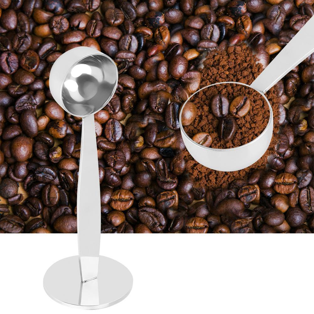 [Elegan] Sendok Takar Kopi Stainless Steel Dengan Stand Cafe Measuring Powder Press Bean Coffee Tamper