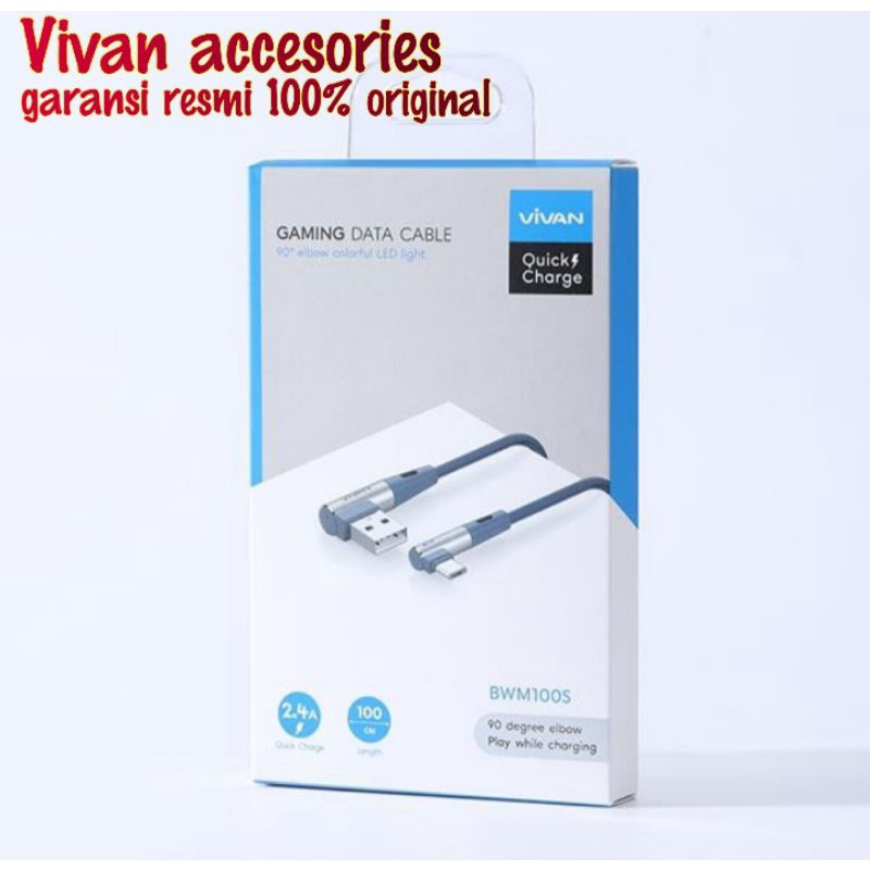 VIVAN Kabel Data BWM100S Cable Data Micro USB 2,4A 100cm For Android Garansi Original Resmi