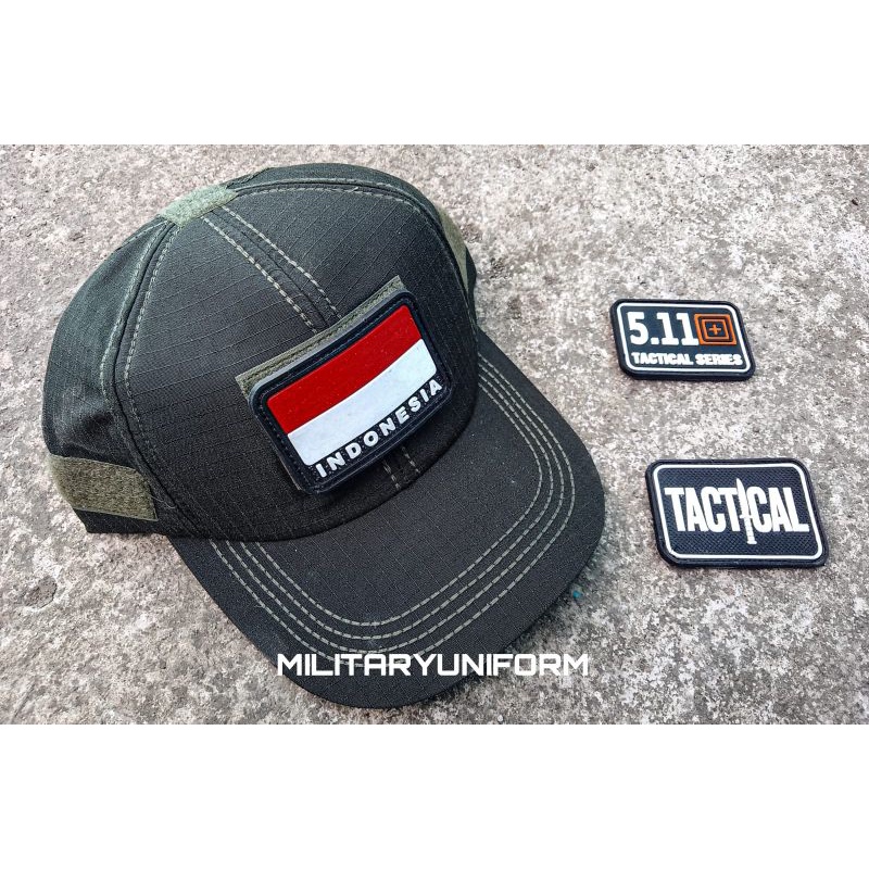 topi polos velcro + emblem karet